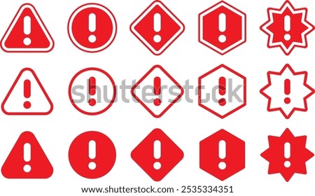 Vector illustration set of caution like marks in various patterns
