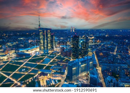 Similar – Image, Stock Photo Sunset view of Milan Duomo Cathedral