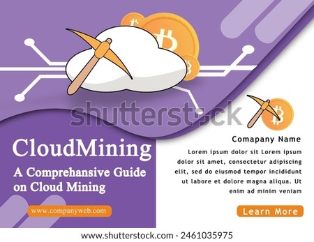Cryptocurrency cloud mining, design style web banner of blockchain technology, Cryptocurrency cloud mining