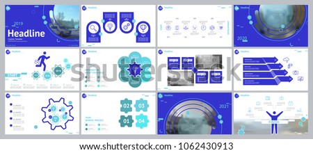 Blue, green, powerpoint, elements for infographics on a white background. Best set of presentation templates. Presentation, postcard and flyer, corporate report, marketing, advertising, annual report