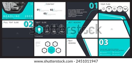 Business presentation template. Set, infographic elements, green design, white background. Flyer office building, postcard corporate report, powerpoint. Slide show, annual report, vector illustration