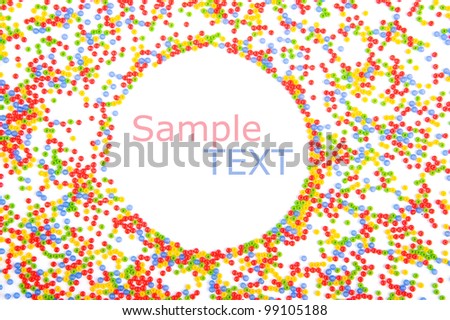 Frame for photo or text made of little beads. isolated on white background with sample text