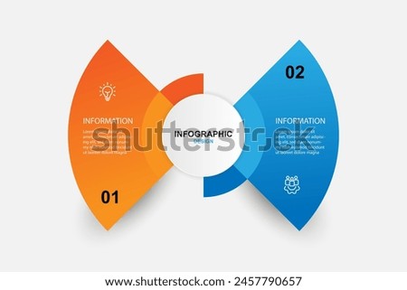 2 step process infographic template vector with icons suitable for workflow, presentation, graphic information