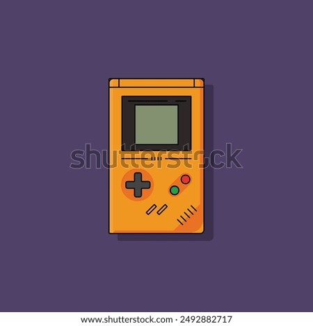 Gameboy vector art. Retro video game console icon. Vector illustration in flat style. 