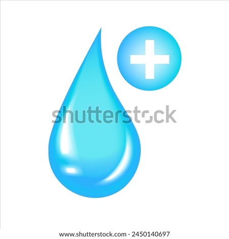 Water drop icon with plus sign. Vector illustration