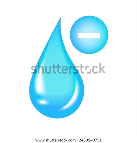Water drop icon with minus sign. Vector illustration
