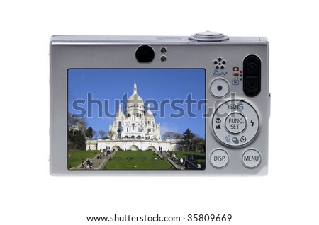 Digital Camera with picture taken. Sacre Coeur, Paris, France.