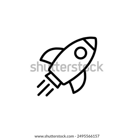 black Rocket line icon isolated on white background. Simple outline rocket signs set. Rocket launched icon.