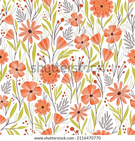 Orange Wild Lillies Flower Pattern vector design