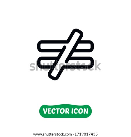 Is not equal to icon on white background.