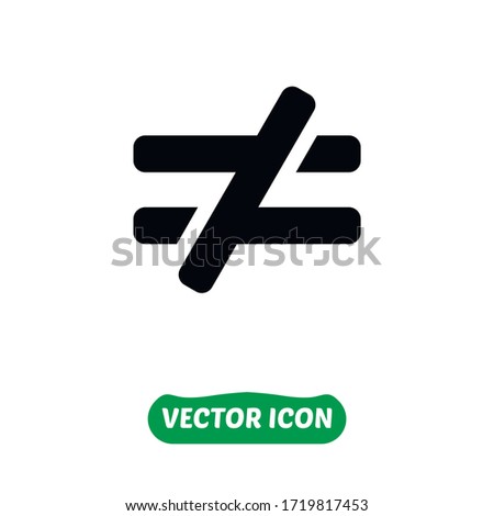 Is not equal to icon on white background.