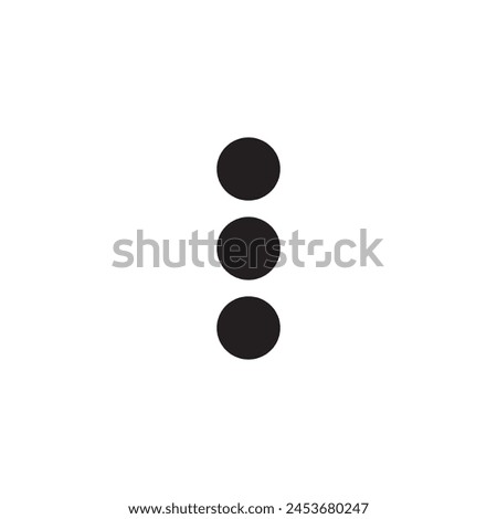 Three dots menu icon. Vector illustration of the 3 circles ellipsis symbol isolated on white background