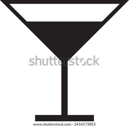 Martini glass silhouette. Glass on a leg filled with a drink. Stemware for martini, vermouth, champagne, spirits, cocktails - cut out vector icon