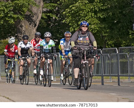 TORONTO, ONTARIO, CANADA - JUNE 5: Bicycle riders, participants of  2011 Annual  Heart&Stroke Ride for Heart on JUNE 5, 2011 in Toronto, Ontario, Canada.