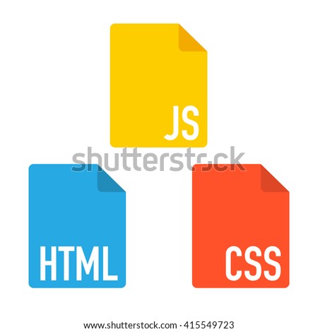 Icons for web developments project. Set in material design style. Folders for javascript, css, html iles