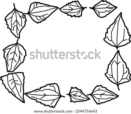 leaf frame vector in doole style. black and white leaves frame tropical horizontal border. Vector illustration with beautiful Amazon rainforest tropical plants.