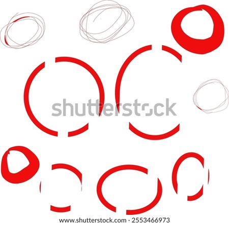 collection of red circles. Circle hand drawn doodle style for websites, logos and text proofing