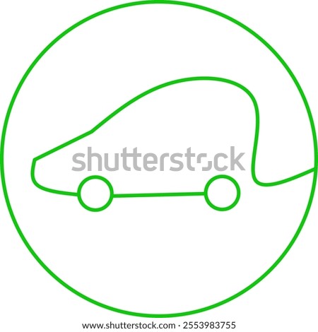 electric car icon in circle line style. car logo. EV car, green hybrid vehicle charging point logo, eco friendly vehicle concept.