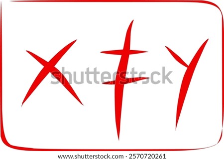 math symbol x is not equal to y in doodle style