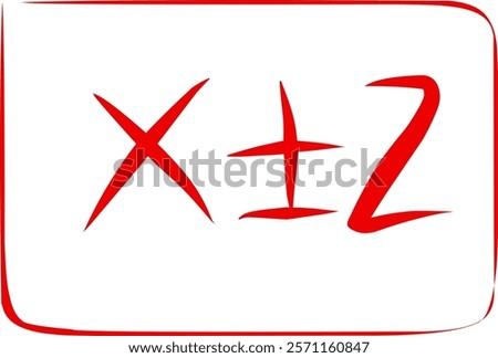 math symbol x plus or minus two in doodle style