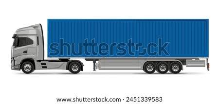 truck side view man Vector white daf auto Cargo empty 3d grey big large blue box euro car new euro Italy work haul motor fast white send sending actros ship giga factory hybrid eco zero emission