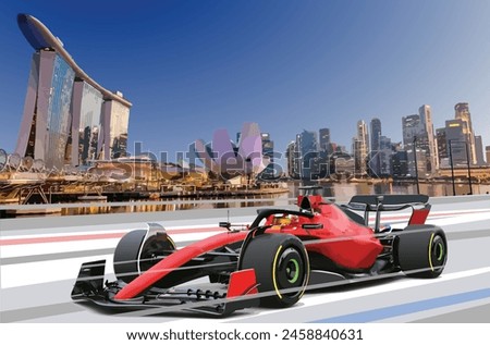 Singapore gp street city bay win flag f1 one race prix car event logo sign auto icon jet sport racing fast fans game team motor speed art vector power hybrid red racer Asia track banner flyer poster
