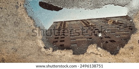 Similar – Image, Stock Photo Road, puddle and reflection