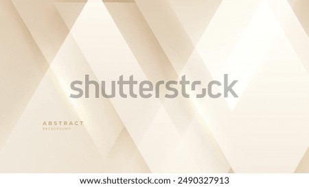 Abstract golden background with white and beige luxury glitter shapes. Golden lines luxury on cream color background. Gold elegant realistic paper cut style 3d. Vector illustration