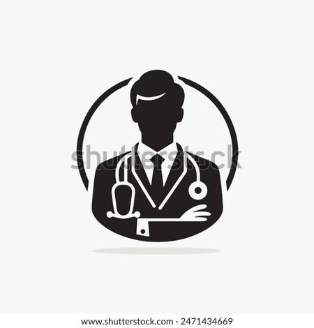 Doctor Icon with Stethoscope. Nurse logo, medical and health care hospital patient examination vector illustration