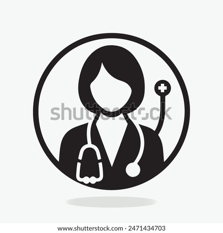 Doctor Icon with Stethoscope. Nurse logo, medical and health care hospital patient examination vector illustration