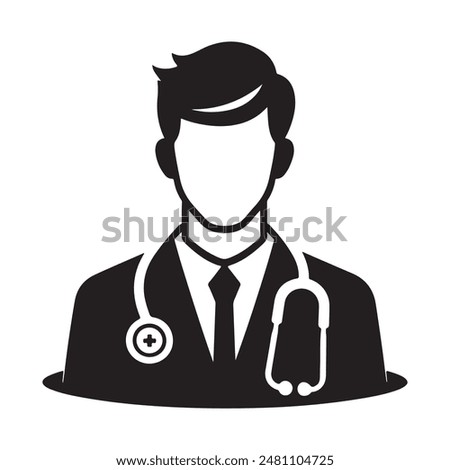 Doctor Icon with Stethoscope. Nurse logo, medical and health care hospital patient examination vector illustration