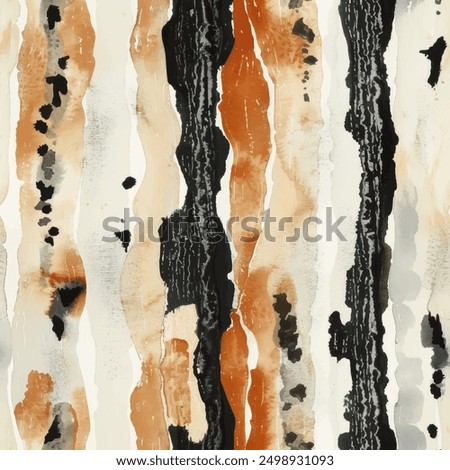 Abstract Brawn and black striped brush strokes watercolor painting patterns, Cute seamless pattern design element for sale banners, posters, labels, and gift wrapping paper.