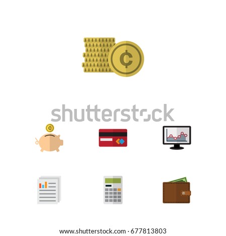 Flat Icon Finance Set Of Billfold, Cash, Calculate And Other Vector Objects. Also Includes Finance, Calculate, Mastercard Elements.