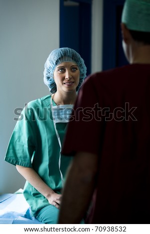 Female surgeons consulting before operation