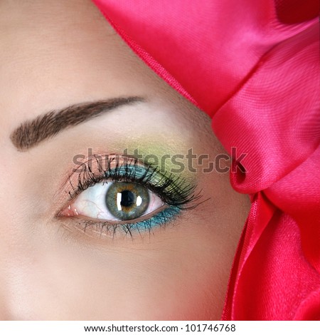 Close-up portrait of creative eye make-up