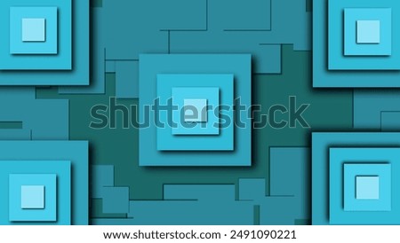 Stacked square elements with a blue background are suitable for interior decoration that focuses on abstract elements