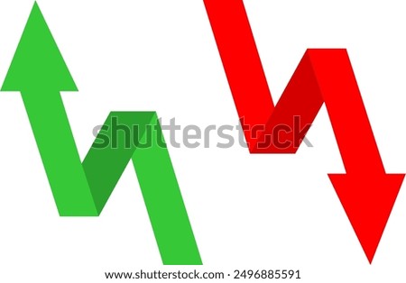 green arrow up and red arrow down vector image or clipart