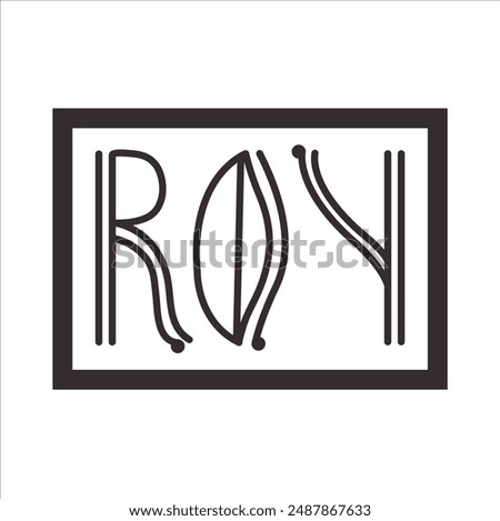 The ROY logo, crafted from sleek abstract lines within a square frame, shows modernity and sophistication. Uniquely suited for innovative startups, design consultancies, and high-end architecture firm
