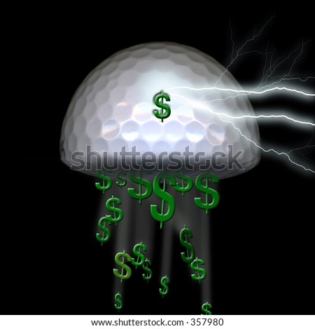 Golf ball raining money.
