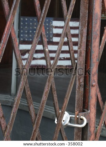 Flag and padlock. Metaphor for homeland security or open borders?