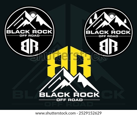 BR logo design, Illustration abstract of high mountain seen from a distance looks beautiful and large logo design, Simple Mountain Logo, t-shirt design