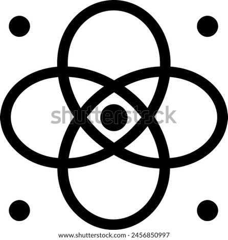 Atom icon in black color. Laser cutting eps10 vector template.