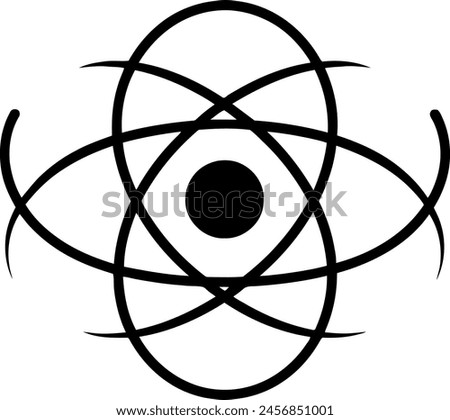 Atom atomic icon in black color. Laser cutting vector template.