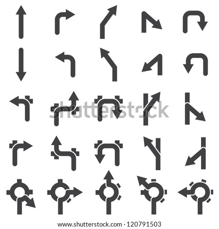 Set of navigational icons silhouette