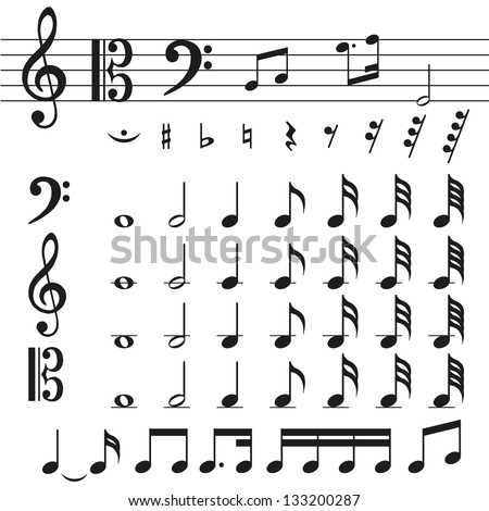 Vector Icons Set Music Note - 133200287 : Shutterstock