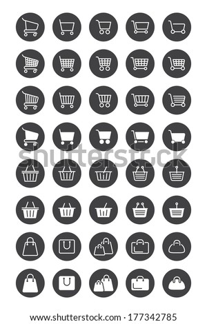Shopping basket icons for web design. vector