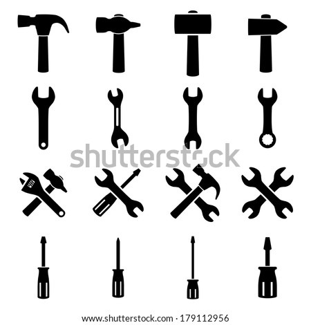 Set of icons of tools on white background