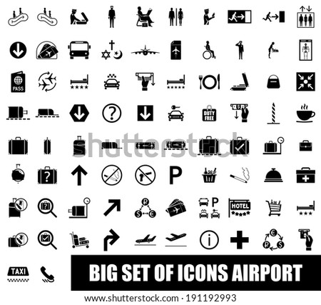 Set of icons airport on white background