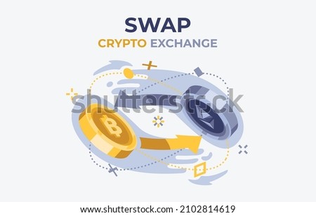 Cryptocurrency Bitcoin Token Swap Exchange vector art illustration