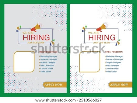 We are hiring job vacancy social media post banner design template with red color. We are hiring social media banner and square web banner design, Job positions for job vacancy design.